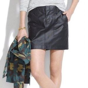 Madewell Dark Green Waxed Cloth Cotton Skirt
